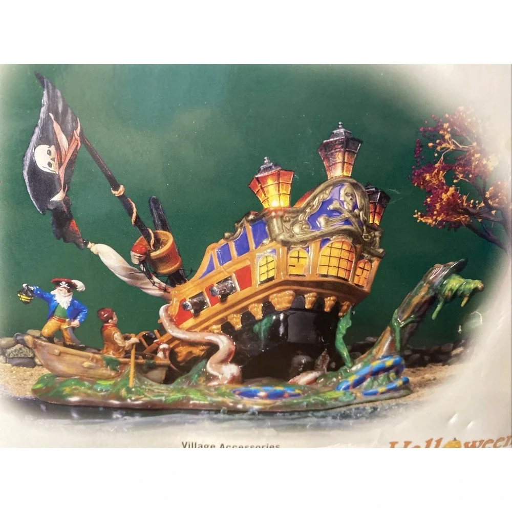 Dept 56 Pirate Ship of Sea Phantoms Halloween Village-Spooky Lights Vintage